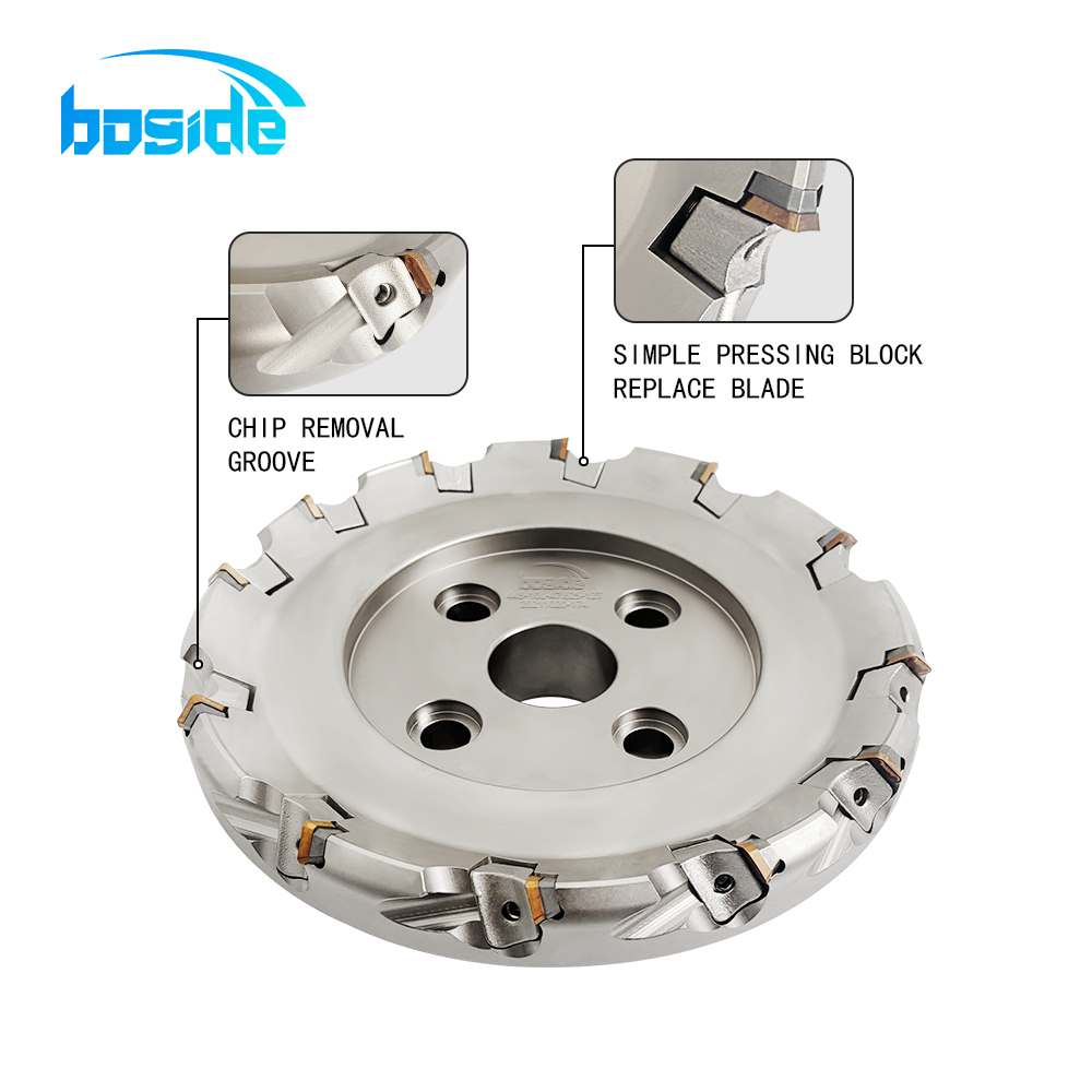 BOFA 445 precision face milling cutter chip removal groove and insert replacement detail