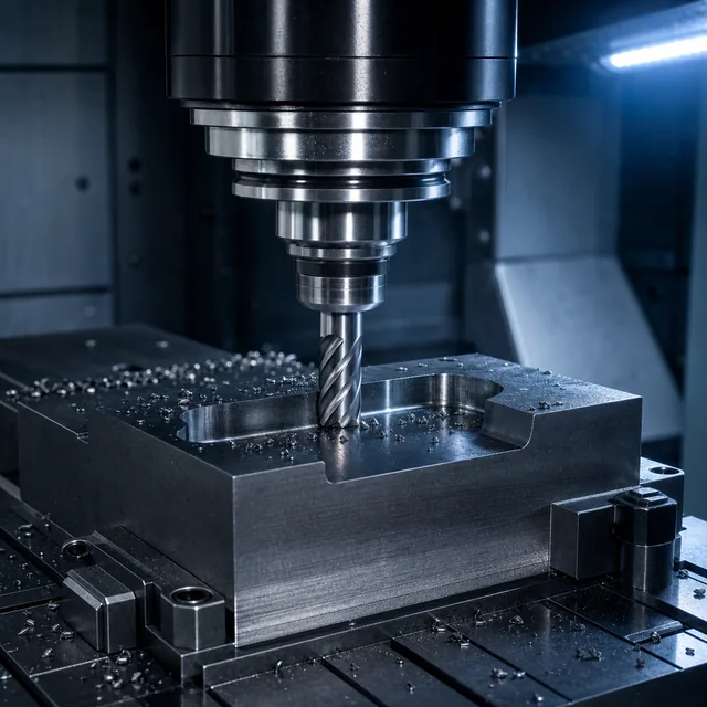 CNC milling a steel workpiece